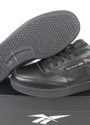 Черные кроссовки репл. мужские reebok club black весна лето осень. кроссы для мужчин рибок клаб в черном цвете5 фото