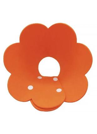 Мягкий воротник-подушка для кошек lesko dt-1063 flower m orange послеоперационный защитный от вылизывания