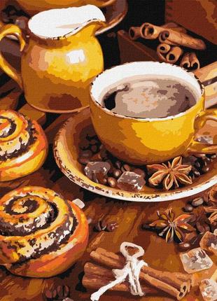 Картина за номерами "кавова насолода" ідейка kho5667 40х50 см