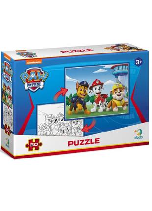 Дитячі пазли 2 в 1 paw patrol "гонщик, маршал та кремез" dodo 200160 30 елементів