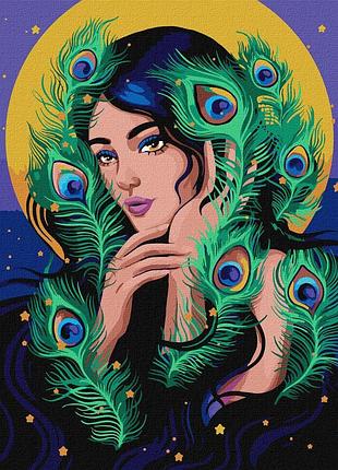 Картина за номерами "загадкова дівчина" ©pollypop92 ідейка kho2559 40х50 см