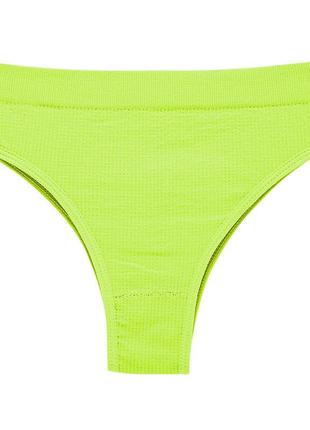 Женские бесшовные трусики бразилианы в рубчик a02# неоновый желтый l ve-33