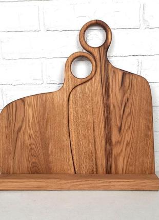 Кухонна дошка з дуба. стильний набір обробних дощок для кухні