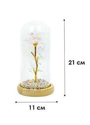 Роза в колбе 24к ky-1125 с led подсветкой теплый свет ve-33