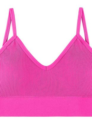 Топ женский в рубчик 08wx# с нерегулируемыми брителями съемные чашечки розовый электрик xl 85 abc ve-33