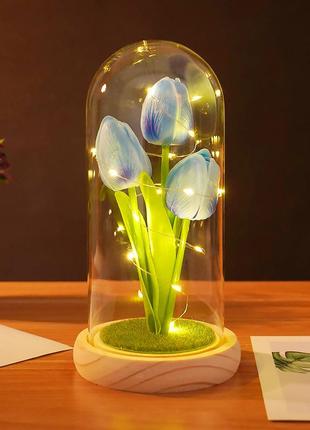 Тюльпани в колбі ky-5995 з led підсвічуванням світлодіодний нічник blue ve-33