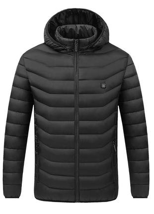 Куртка с подогревом от повербанка usb m09-4 black 4 зоны подогрева для туризма рыбалки активного отдыха  ve-33