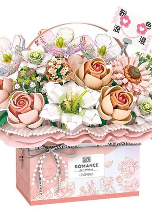 3d конструктор набор строительных блоков loz 1951 подарочный букет c подсветкой 1212 деталей пластиковый ve-33