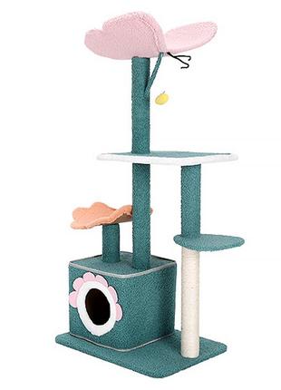 Когтеточка дряпалка для кошек кошачий домик hoopet 20t0295mn0055 55*40*120 см четырехуровневая  ve-33