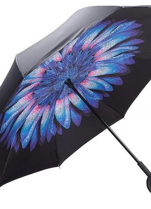 Зонт наоборот up-brella хризантема синяя 2 ve-33