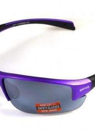 Очки защитные global vision hercules-7 purple (silver mirror) зеркальные черные в фиолетовой оправе