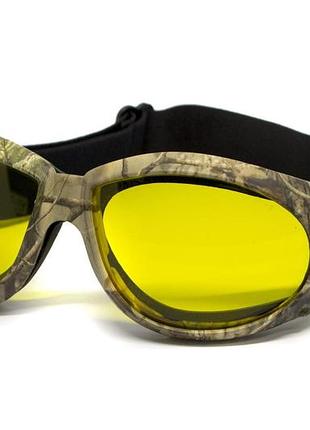 Очки защитные с уплотнителем global vision eliminator camo forest (yellow), желтые в камуфлированной оправе