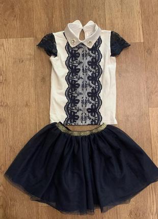 Нарядная блуза для девочки,школьная форма,h &amp; mone, юбка