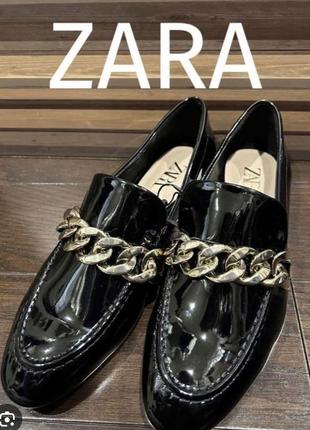 Zara zara в наличии женские zara туфли лоферы лаковые размер 38/ 37 лаковые балетки с цепкой цепочкой2 фото