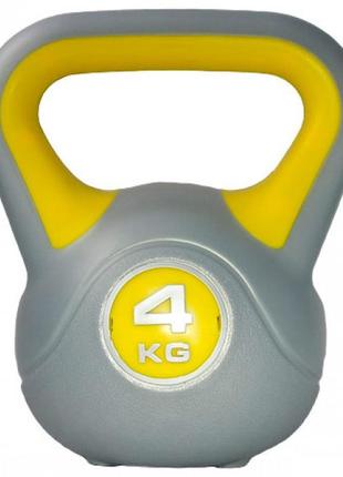 Гиря plastic kettel bell сірий/жовтий уні 4кг