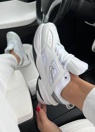 Женские кожаные кроссовки nike m2k tekno white silver найк м2к3 фото