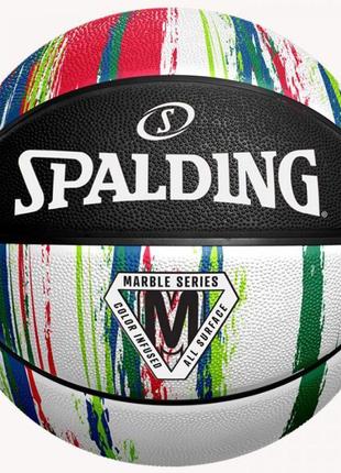 М'яч баскетбольний spalding marble ball чорний, білий, червоний уні 7