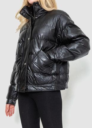 Куртка женская демисезонная экокожа, цвет черный, 243r2053 фото