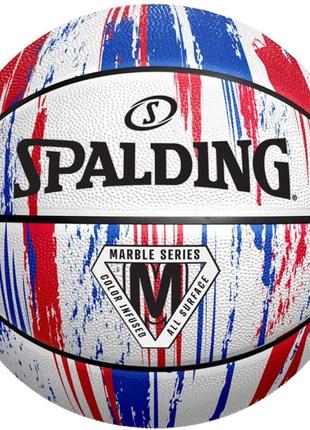 М'яч баскетбольний spalding marble ball червоний, білий, синій уні 7
