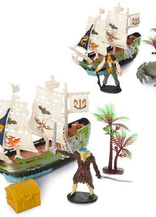 Піратський корабель 15см з піратом, скринькою із золотом, 2 види (фігурка/краб), пак. 20*22*4см (108шт)