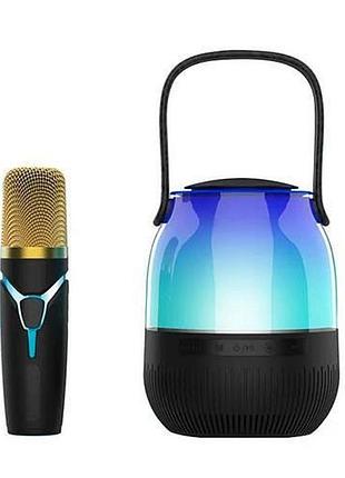 Портативная колонка xm-a68 с rgb подсветкой и микрофоном, bluetooth микрофон для караоке