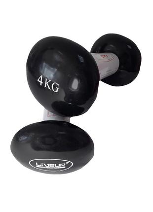 Гантелі вінілові пари vinyl dumbbell egg head чорний уні 2х4кг
