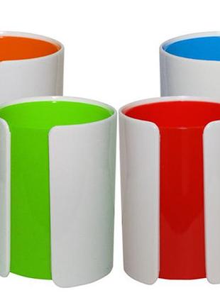 Підставка для ручок, пластикова, яскраві кольори, на 4 відділення, кор.10*12см