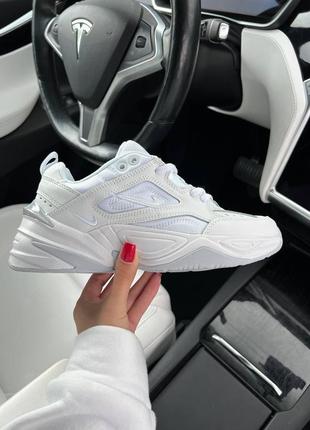 Жіночі шкіряні кросівки nike m2k tekno triple white найк м2к