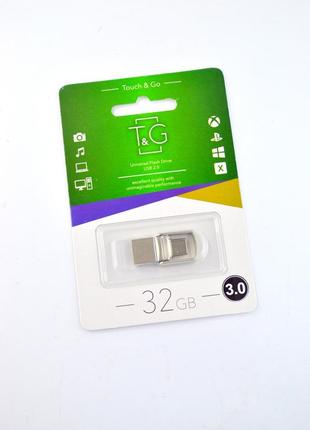 Usb-накопичувач c type c 3.0 флешка на 32gb t&g 104 metal series silver