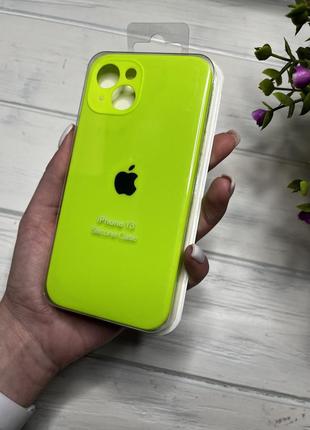 Чехол на iphone (айфон) 13  квадратные борта  silicone case full camera apple