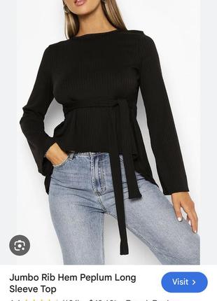 Кофта рубчик boohoo с тканевым поясом