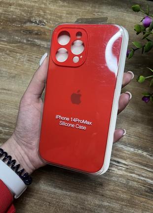 Чехол на iphone (айфон) 14 pro max квадратные борта  silicone case full camera apple