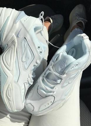 Жіночі шкіряні кросівки nike m2k tekno triple white найк м2к6 фото