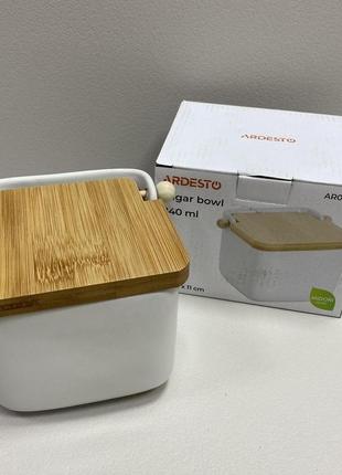 Сахарница керамическая с бамбуковой крышкой 840 мл 14*12*11 см ardesto midori ar0907w