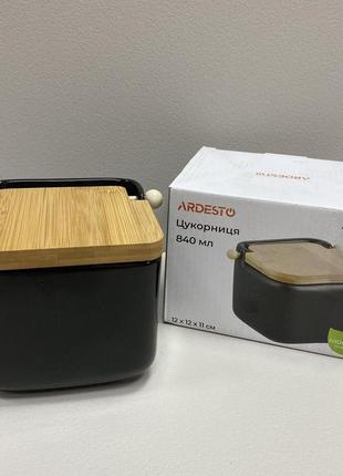 Сахарница керамическая с бамбуковой крышкой 840 мл 14*12*11 см ardesto midori ar0907b