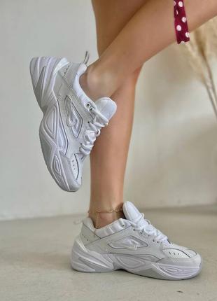 Жіночі шкіряні кросівки nike m2k tekno triple white найк м2к