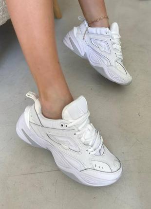 Жіночі шкіряні кросівки nike m2k tekno triple white найк м2к6 фото