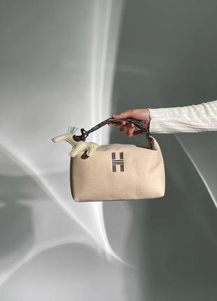 Сумка жіноча в стилі  hermes case bride-a-brac large beige/black3 фото