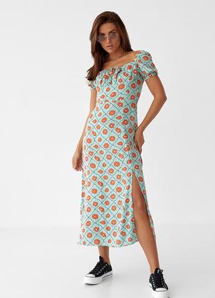 Женское платье длины миди с кулиской на груди pickk-upp - мятный цвет, s (есть размеры)