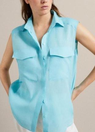 Блуза сорочка топ з рамі як льон massimo dutti