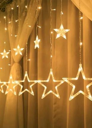 Гирлянда новогодняя star curtain звезды 3 х 0.8 х 0.5 м 12ww (7401) теплый белый