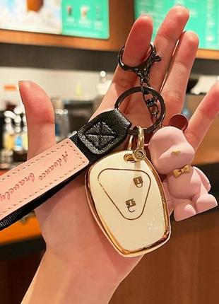 Трендовый брелок на ключи или сумку медведь розовый