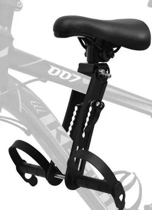 Детское велосипедное сиденье детское седло на переднюю раму с подножками, черный i-bike