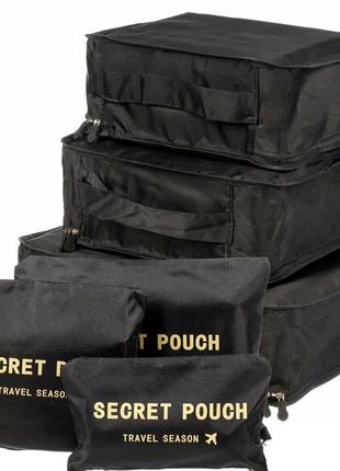 Набір дорожніх сумок-органайзерів secret pouch 6 шт (r82637-bk)