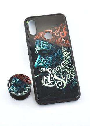 Чехол для телефона xiaomi redmi 7 silicone glass print (m11) + popsocket