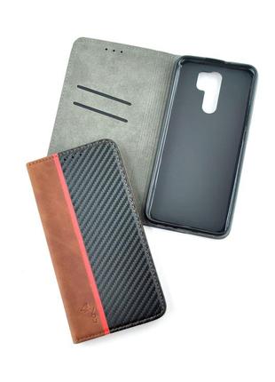 Чохол-книжка для телефону oppo a52 / a72 / a92 carbon dark brown / black (4you)