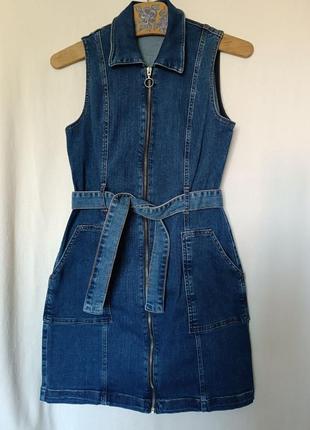 Джинсова сукня на блискавці без рукавів denim co