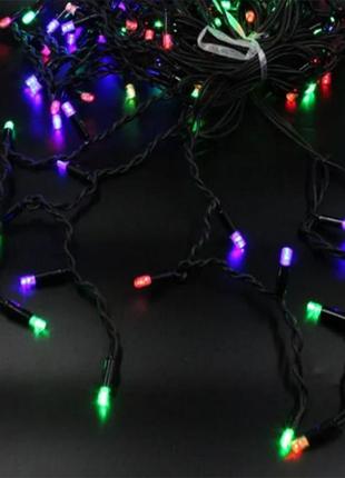 Гирлянда новогодняя уличная xmas сосульки-бахрома 5 м (м-2) мультицветная (7235)