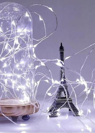 Гирлянда новогодняя на батарейках xmas "капля росы" 5 м (7743) белая