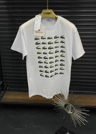 Мужская футболка lacoste белая <unk> брендовая футболка лакоста